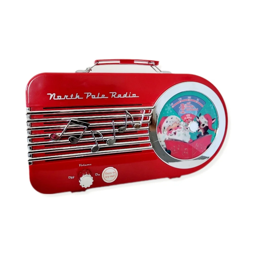 Mr. Christmas North Pole Radio Red Vintage Style Toy Plays 9 Songs 10.5